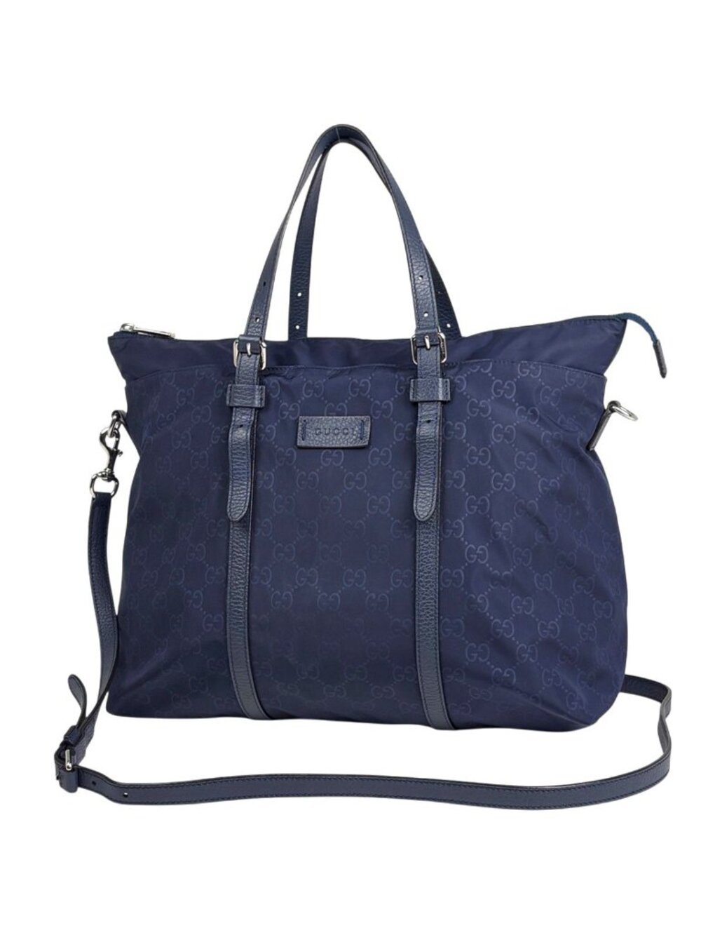 Gucci GG Pattern Tote 2-Way Nylon Blue